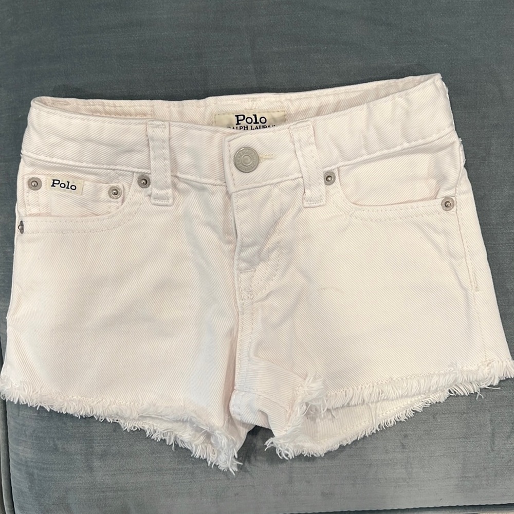 Ralph Lauren Polo white jean shorts frayed size 5